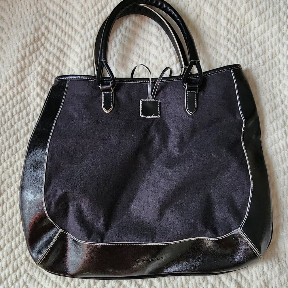 Anne Klein Tote with Floral Embroidery - Black - Picture 2 of 7